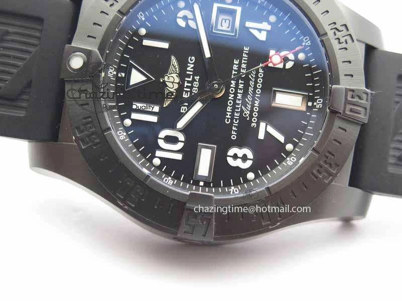 Durable Avenger Seawolf DLC HF 1:1 Best Edition Black Dial On Black Rubber Strap A25J 5742