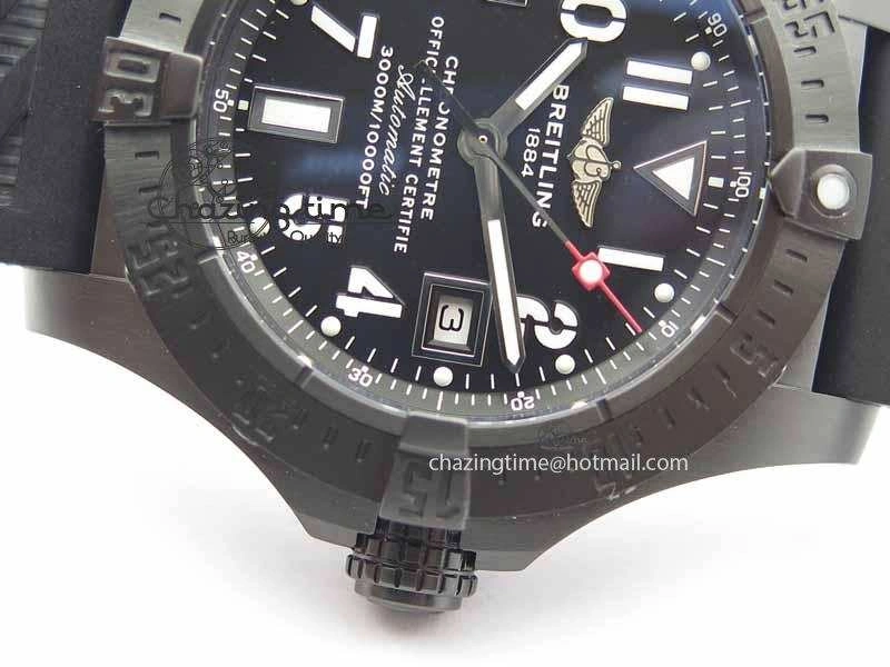 Durable Avenger Seawolf DLC HF 1:1 Best Edition Black Dial On Black Rubber Strap A25J 5742