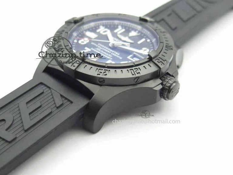 Durable Avenger Seawolf DLC HF 1:1 Best Edition Black Dial On Black Rubber Strap A25J 5742