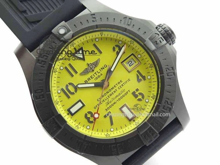 FashionForward Avenger Seawolf DLC HF 1:1 Best Edition Yellow Dial On Black Rubber Strap A25J 5744