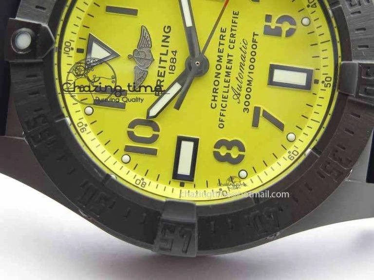 FashionForward Avenger Seawolf DLC HF 1:1 Best Edition Yellow Dial On Black Rubber Strap A25J 5744