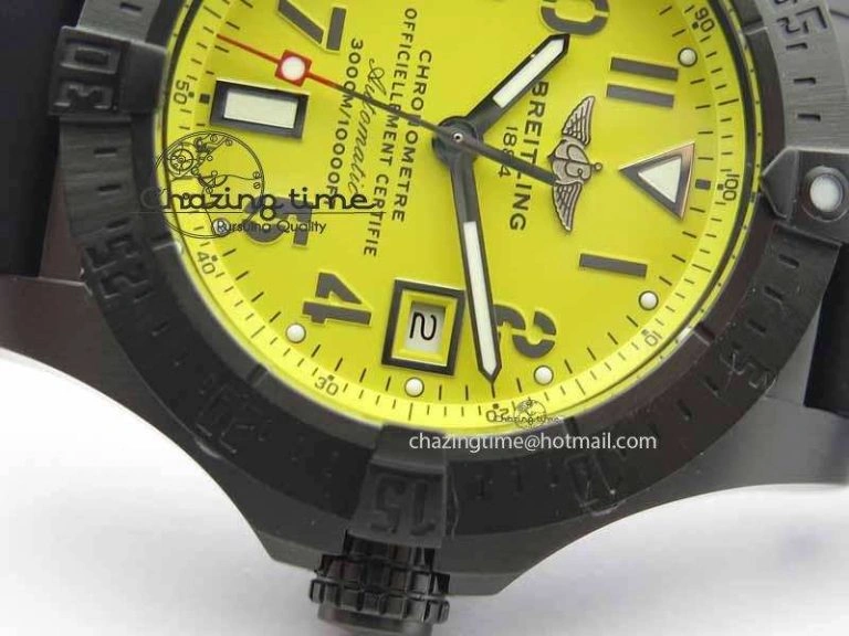 FashionForward Avenger Seawolf DLC HF 1:1 Best Edition Yellow Dial On Black Rubber Strap A25J 5744