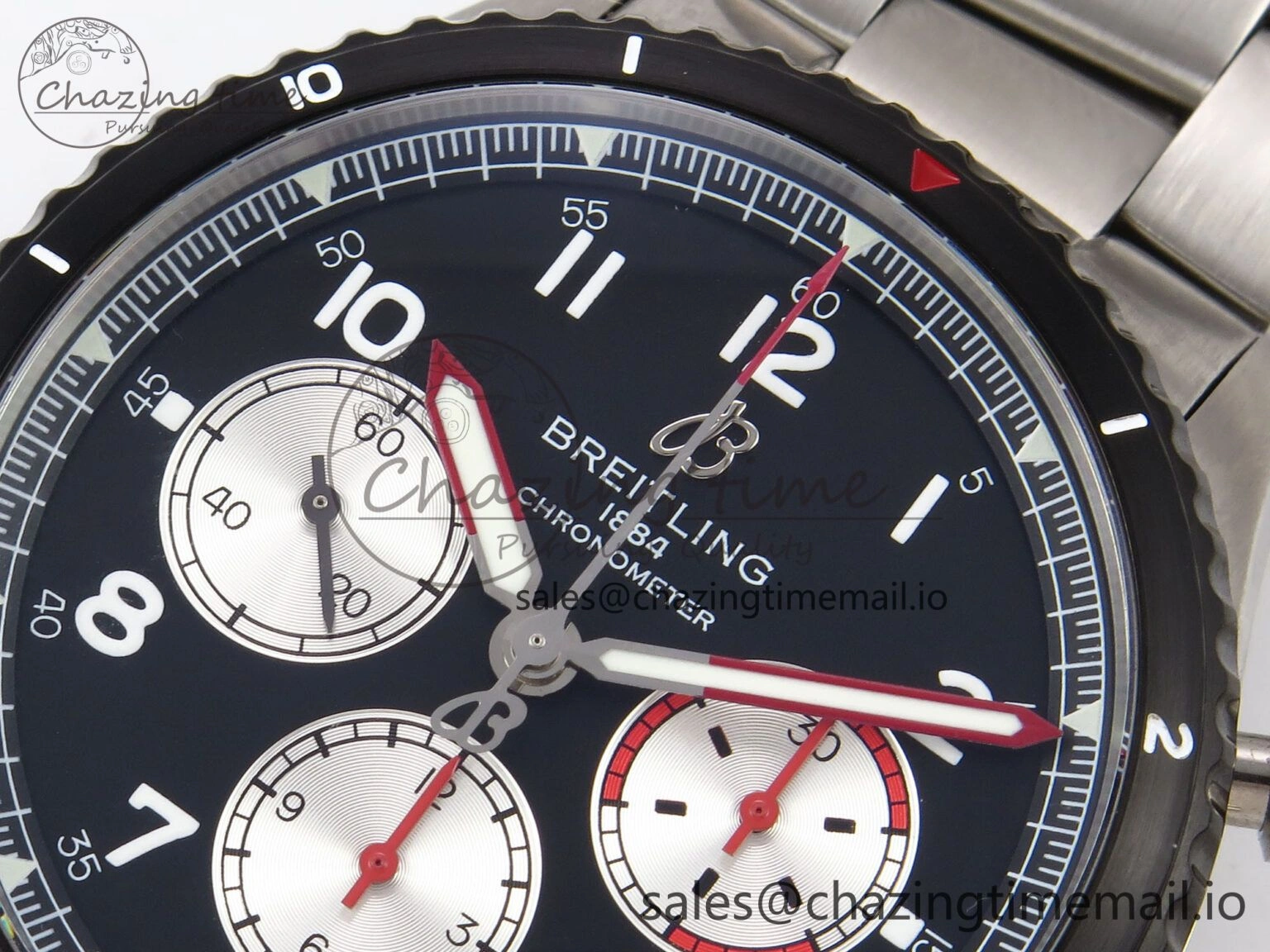 Aviator 8 Chrono SS EF 1:1 Best Edition Black Dial Arabic Bezel on SS Bracelet A Cozy 5498