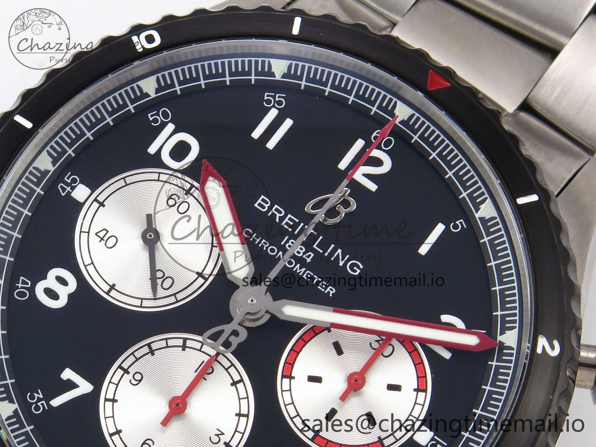 Aviator 8 Chrono SS EF 1:1 Best Edition Black Dial Arabic Bezel on SS Bracelet A Cozy 5498
