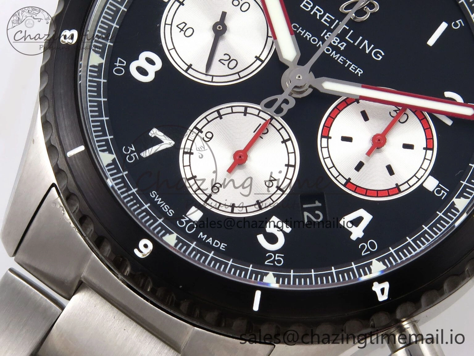 Aviator 8 Chrono SS EF 1:1 Best Edition Black Dial Arabic Bezel on SS Bracelet A Cozy 5498
