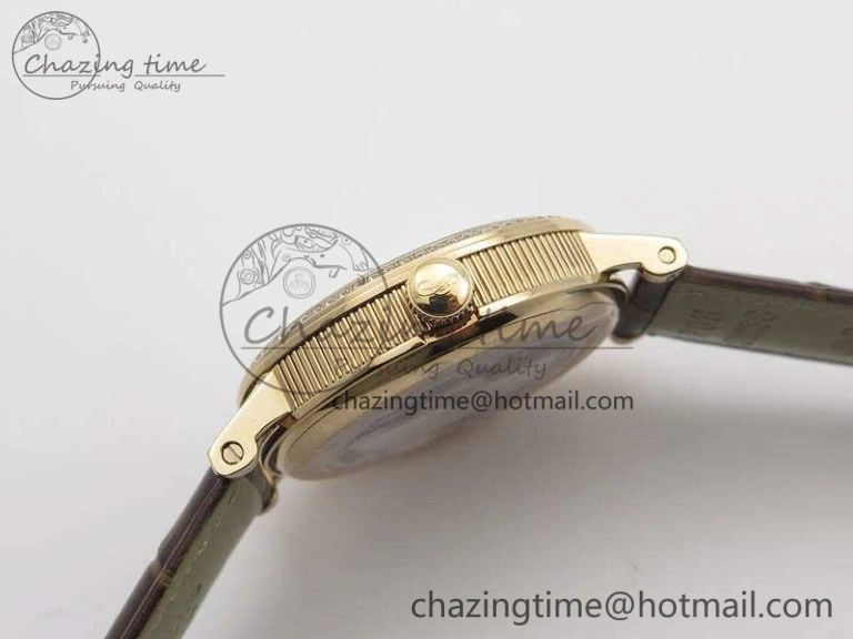 BG 9087BB Moonphase RG 1:1 Best Edition White Dial Diamond Bezel On Brown Leather Strap Cal. TechFriendly 5371
