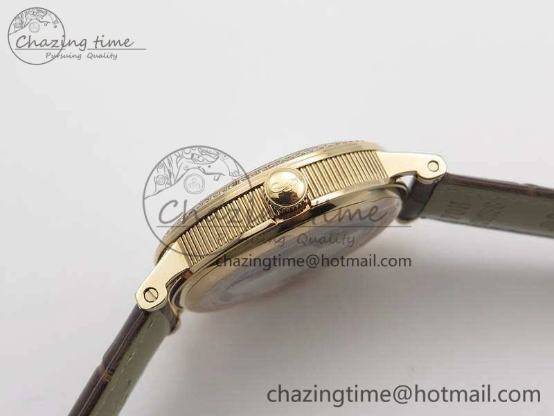 BG 9087BB Moonphase RG 1:1 Best Edition White Dial Diamond Bezel On Brown Leather Strap Cal. TechFriendly 5371