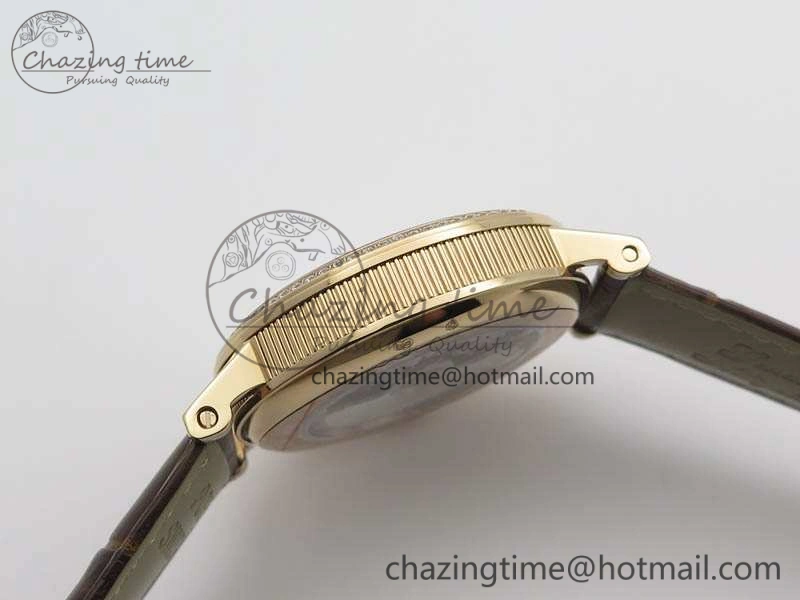BG 9087BB Moonphase RG 1:1 Best Edition White Dial Diamond Bezel On Brown Leather Strap Cal. TechFriendly 5371