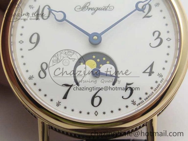 Effortless BG 9087BB Moonphase RG 1:1 Best Edition White Dial On Brown Leather Strap Cal. 5375