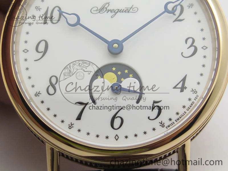 Effortless BG 9087BB Moonphase RG 1:1 Best Edition White Dial On Brown Leather Strap Cal. 5375