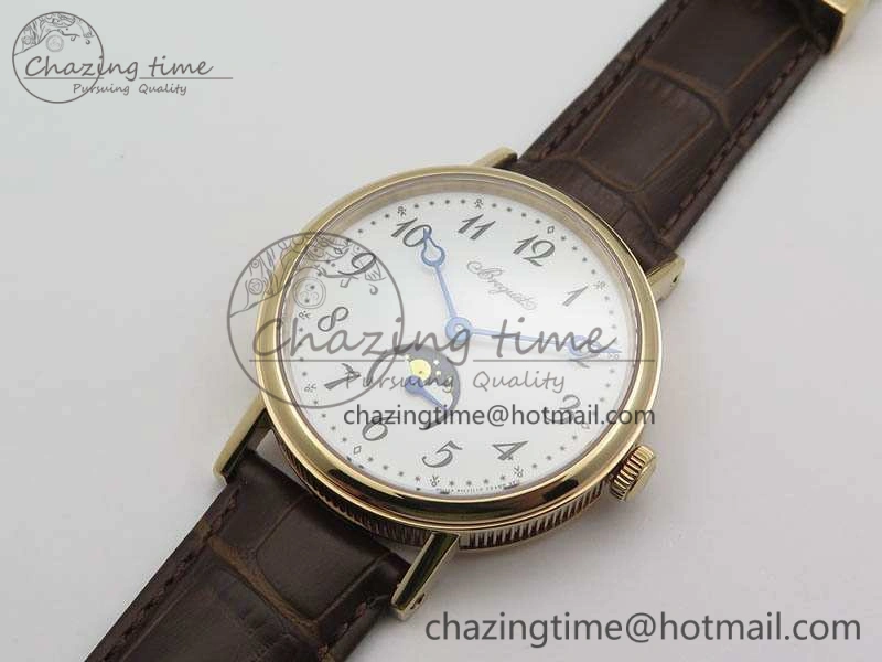 Effortless BG 9087BB Moonphase RG 1:1 Best Edition White Dial On Brown Leather Strap Cal. 5375