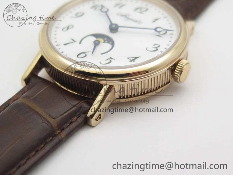 Effortless BG 9087BB Moonphase RG 1:1 Best Edition White Dial On Brown Leather Strap Cal. 5375