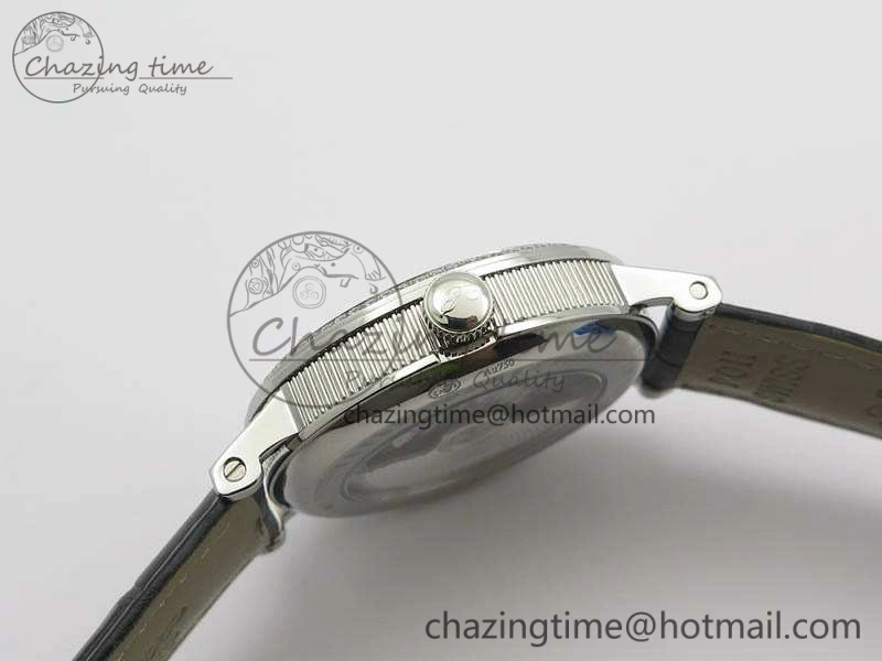 BestValue BG 9087BB Moonphase SS 1:1 Best Edition White Dial Diamond Bezel On Black Leather Strap Cal. 5367