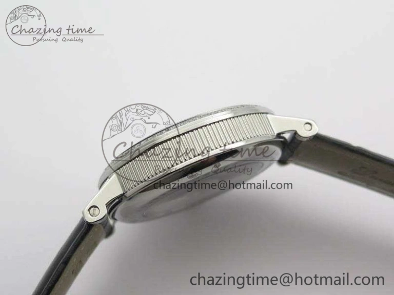 BestValue BG 9087BB Moonphase SS 1:1 Best Edition White Dial Diamond Bezel On Black Leather Strap Cal. 5367