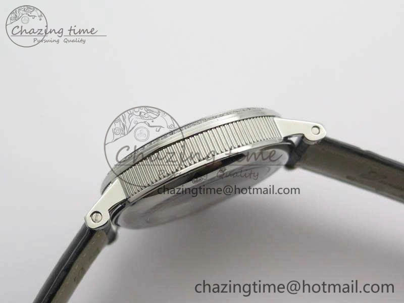 BestValue BG 9087BB Moonphase SS 1:1 Best Edition White Dial Diamond Bezel On Black Leather Strap Cal. 5367