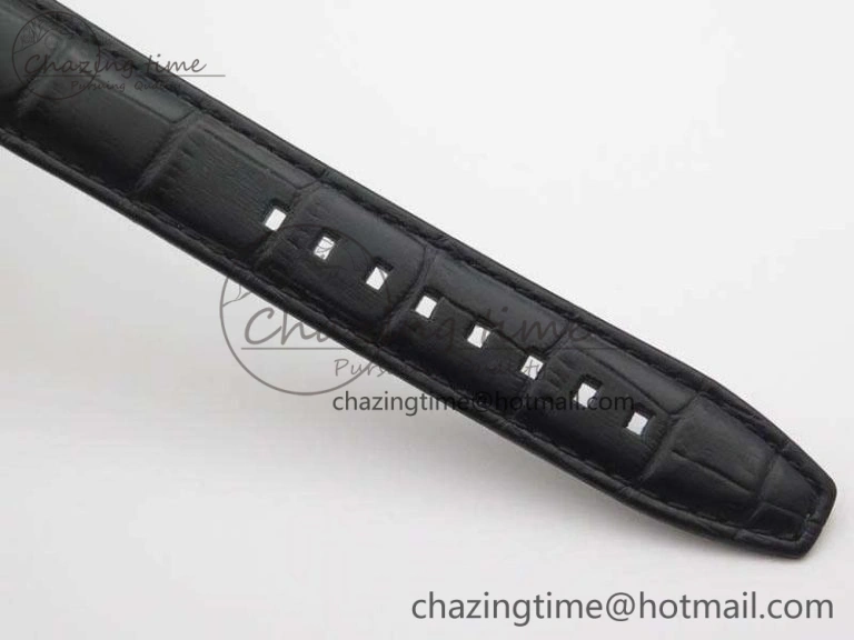 BestValue BG 9087BB Moonphase SS 1:1 Best Edition White Dial Diamond Bezel On Black Leather Strap Cal. 5367