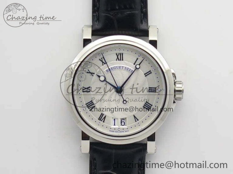 BestValue BG 9087BB Moonphase SS 1:1 Best Edition White Dial Diamond Bezel On Black Leather Strap Cal. 5367