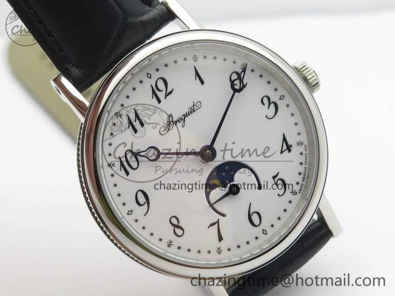 GoAnywhere BG 9087BB Moonphase SS 1:1 Best Edition White Dial On Black Leather Strap Cal. 5368