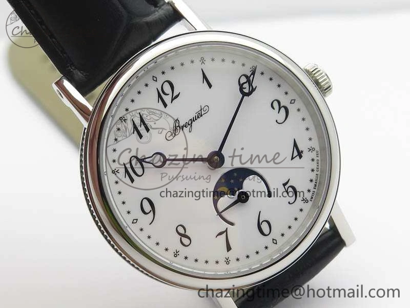 GoAnywhere BG 9087BB Moonphase SS 1:1 Best Edition White Dial On Black Leather Strap Cal. 5368