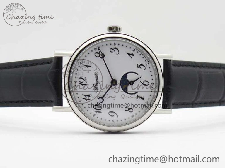 GoAnywhere BG 9087BB Moonphase SS 1:1 Best Edition White Dial On Black Leather Strap Cal. 5368