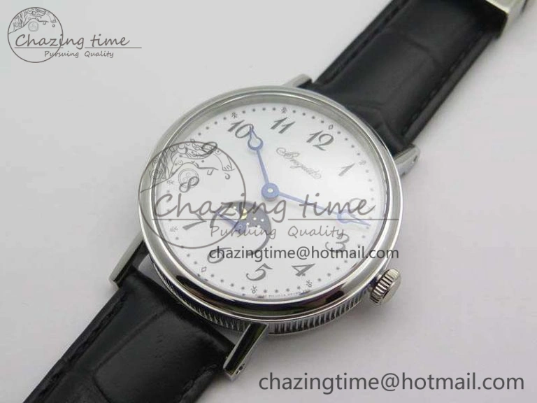 GoAnywhere BG 9087BB Moonphase SS 1:1 Best Edition White Dial On Black Leather Strap Cal. 5368