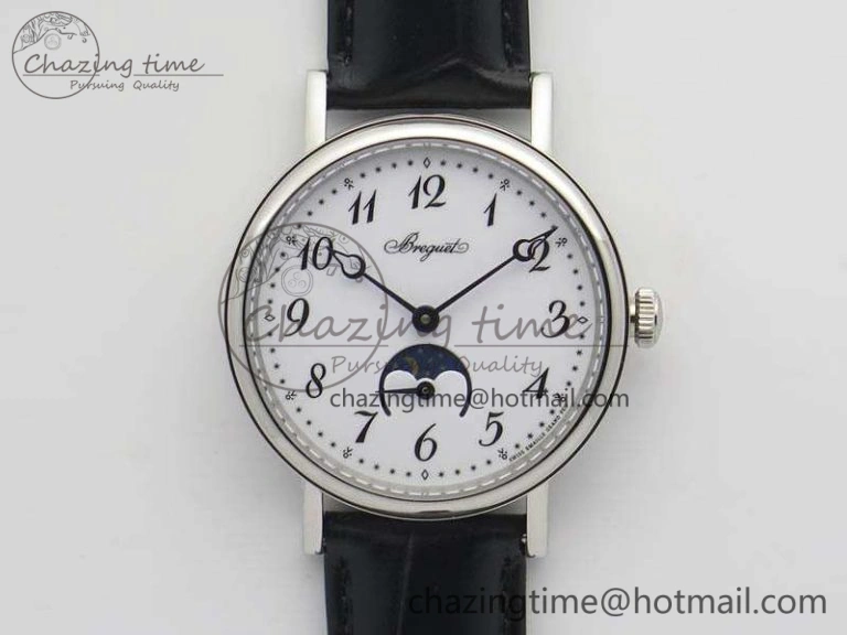 GoAnywhere BG 9087BB Moonphase SS 1:1 Best Edition White Dial On Black Leather Strap Cal. 5368