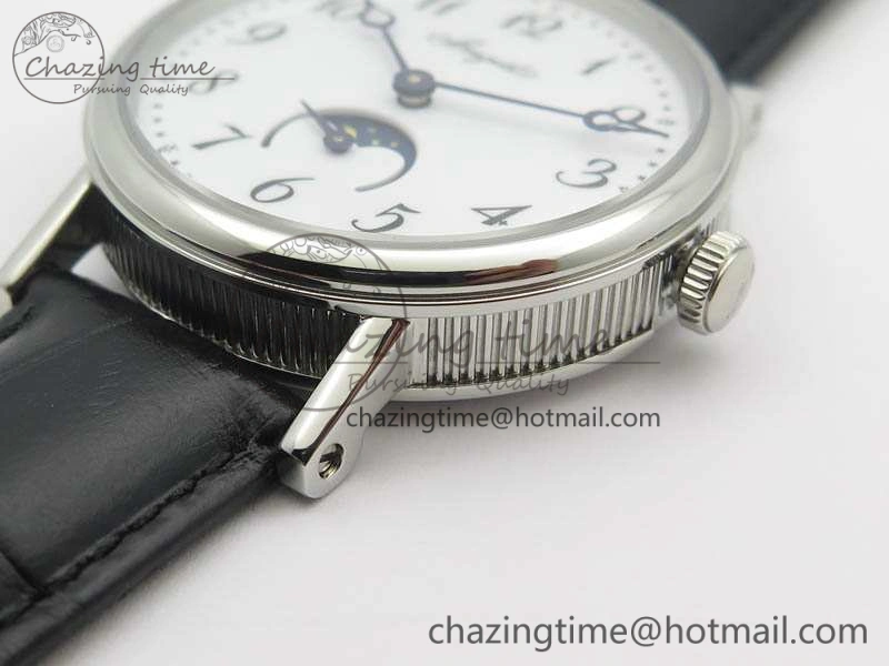 GoAnywhere BG 9087BB Moonphase SS 1:1 Best Edition White Dial On Black Leather Strap Cal. 5368