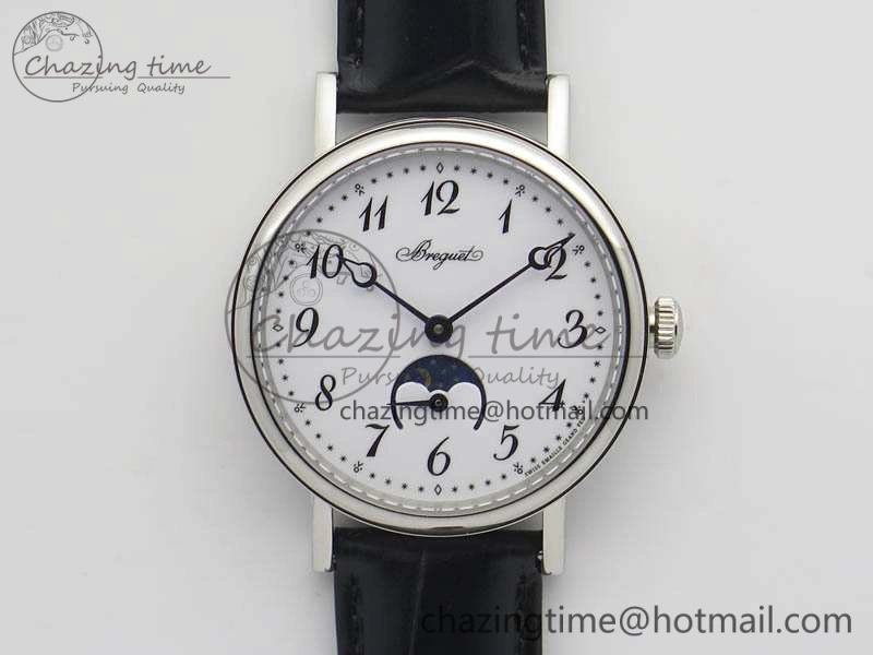 GoAnywhere BG 9087BB Moonphase SS 1:1 Best Edition White Dial On Black Leather Strap Cal. 5368