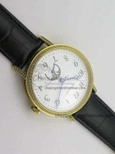 BG 9087BB Moonphase YG 1:1 Best Edition White Dial Diamond Bezel On Black Leather Strap Cal. GoAnywhere 5369