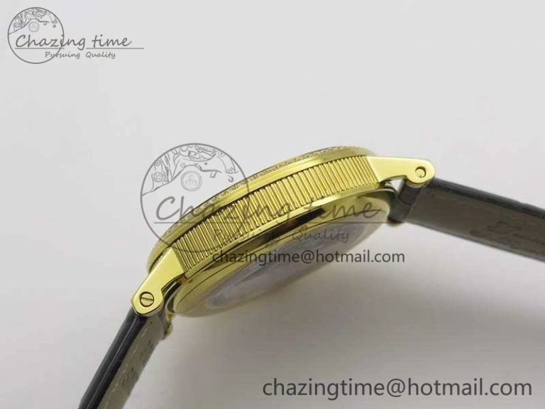 BG 9087BB Moonphase YG 1:1 Best Edition White Dial Diamond Bezel On Black Leather Strap Cal. GoAnywhere 5369