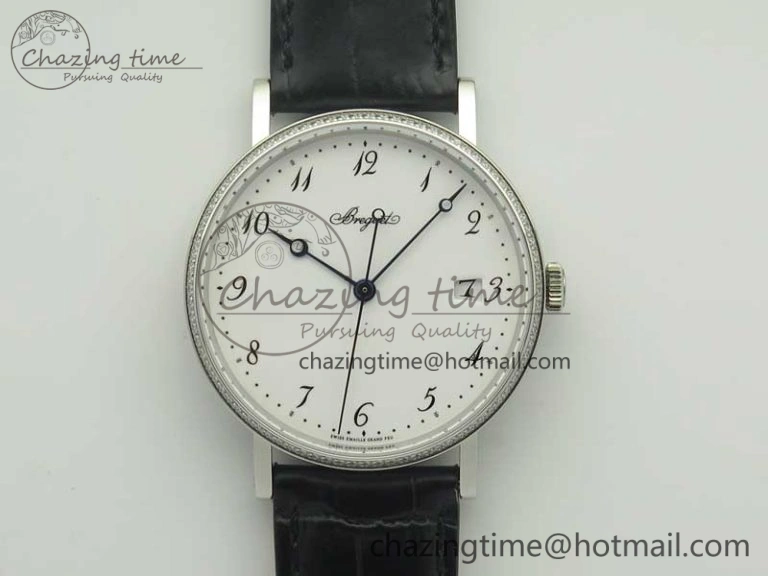 BG 9087BB Moonphase YG 1:1 Best Edition White Dial Diamond Bezel On Black Leather Strap Cal. GoAnywhere 5369
