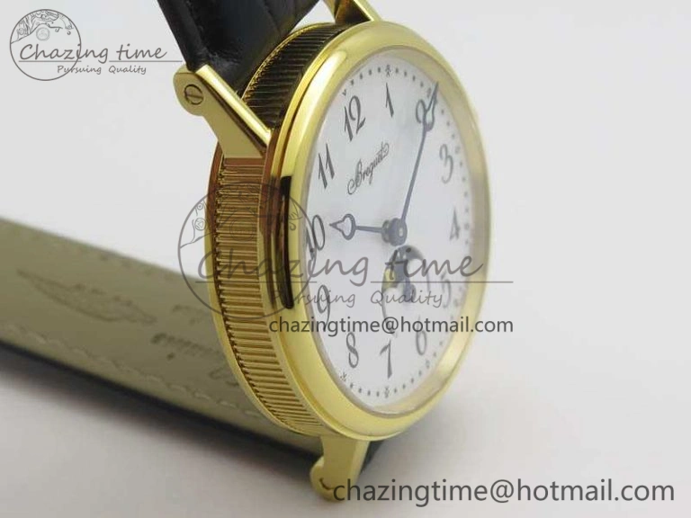 BG 9087BB Moonphase YG 1:1 Best Edition White Dial On Black Leather Strap Cal. Premium 5370