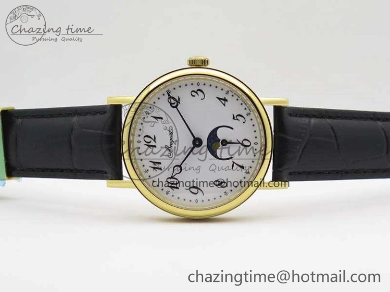 BG 9087BB Moonphase YG 1:1 Best Edition White Dial On Black Leather Strap Cal. Premium 5370