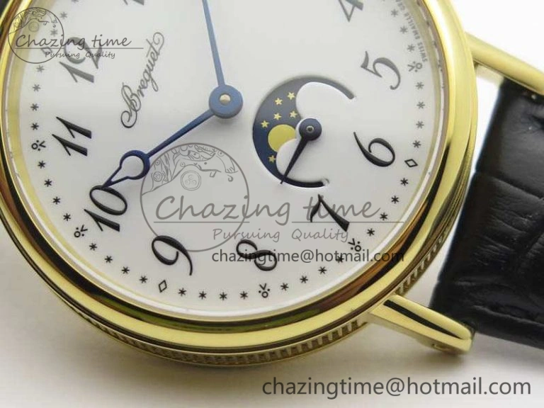 BG 9087BB Moonphase YG 1:1 Best Edition White Dial On Black Leather Strap Cal. Premium 5370