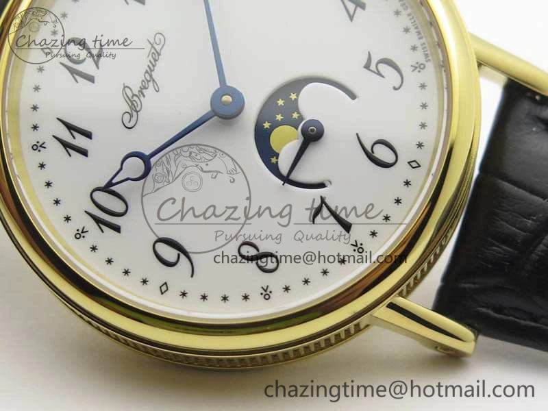 BG 9087BB Moonphase YG 1:1 Best Edition White Dial On Black Leather Strap Cal. Premium 5370