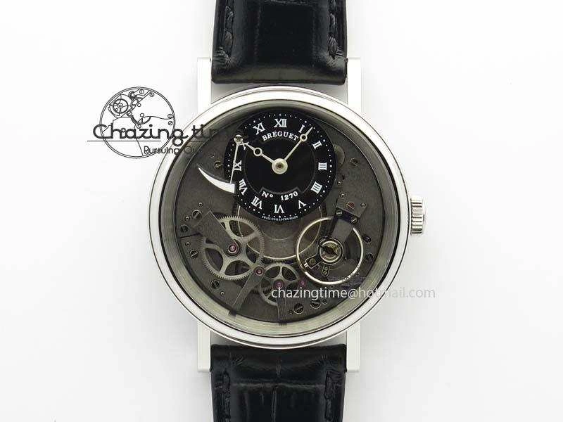 BG Tourbillon SS Best Edition Black Dial On Black Leather Strap A23J Durable 5373