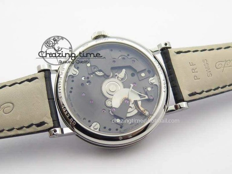 BG Tourbillon SS Best Edition Black Dial On Black Leather Strap A23J Durable 5373