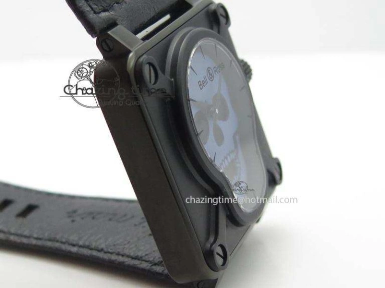 BR 01-92 Airborne Skull PVD Blue Dial On Black Leather Strap MIYOTA 9015 (Free Rubber Strap) Refined 5239