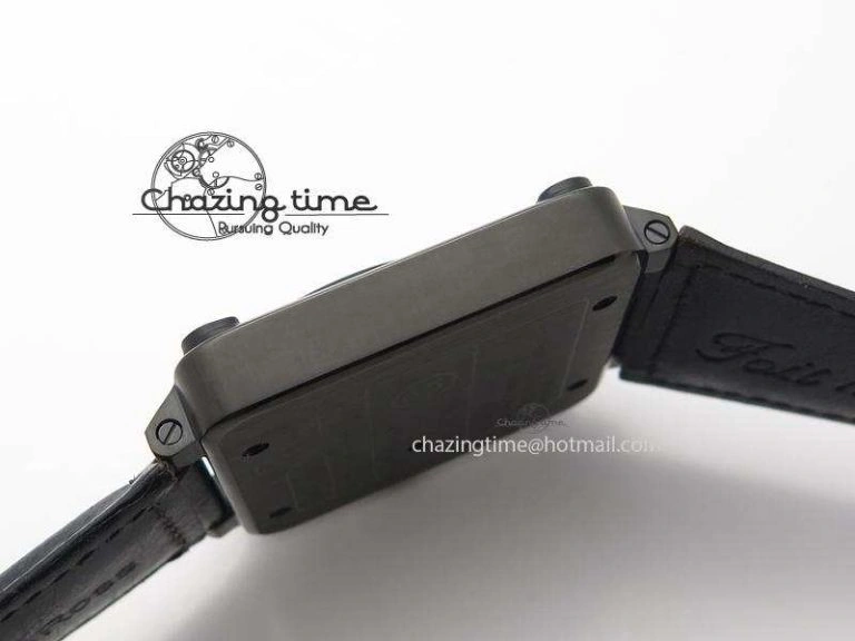 BR 01-92 Airborne Skull PVD Grey Dial On Black Leather Strap MIYOTA 9015 (Free Rubber Strap) Flexible 5240