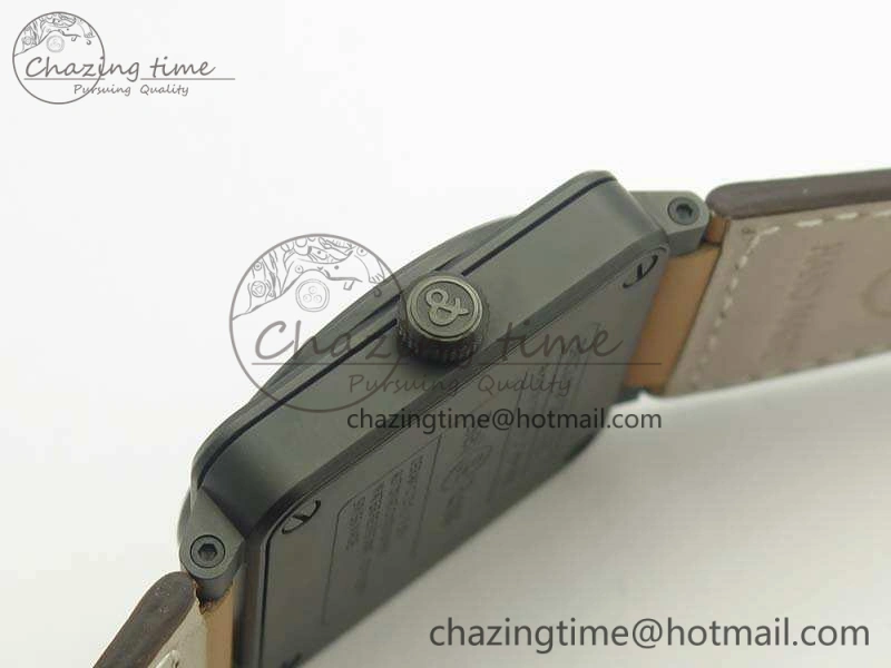 BR 03-92 42.5mm Real Ceramic Case NII 1:1 Best Edition Black Dial On Leather Strap MIYOTA ZeroBulk 5190