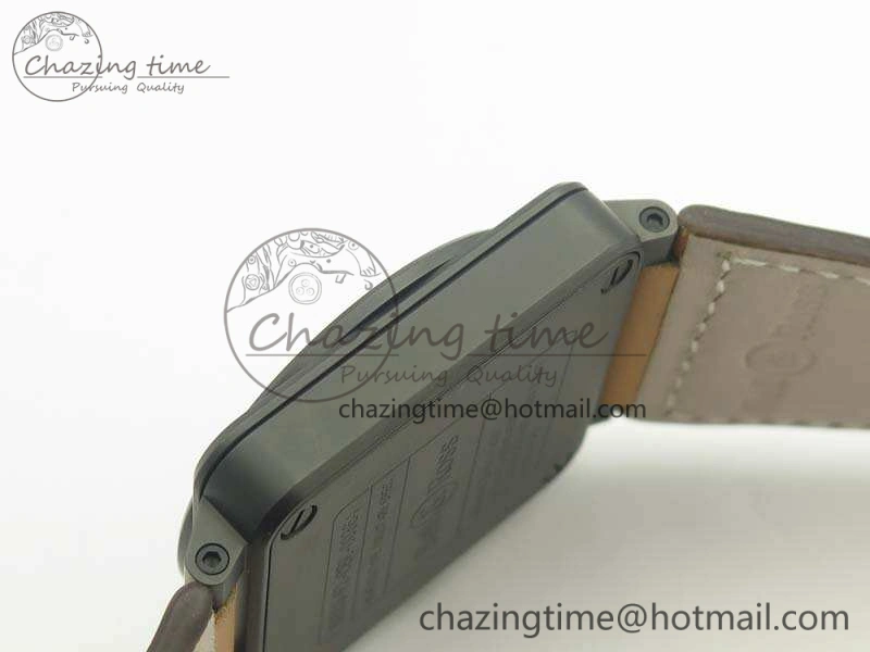 BR 03-92 42.5mm Real Ceramic Case NII 1:1 Best Edition Black Dial On Leather Strap MIYOTA ZeroBulk 5190