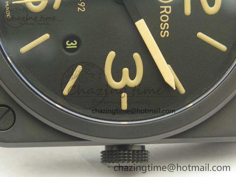 BR 03-92 42.5mm Real Ceramic Case NII 1:1 Best Edition Black Dial On Leather Strap MIYOTA ZeroBulk 5190