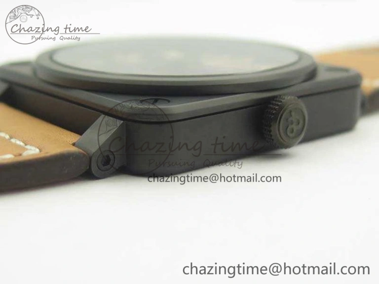 BR 03-92 42.5mm Real Ceramic Case NII 1:1 Best Edition Black Dial On Leather Strap MIYOTA ZeroBulk 5190