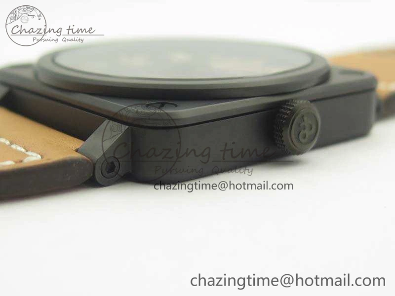 BR 03-92 42.5mm Real Ceramic Case NII 1:1 Best Edition Black Dial On Leather Strap MIYOTA ZeroBulk 5190