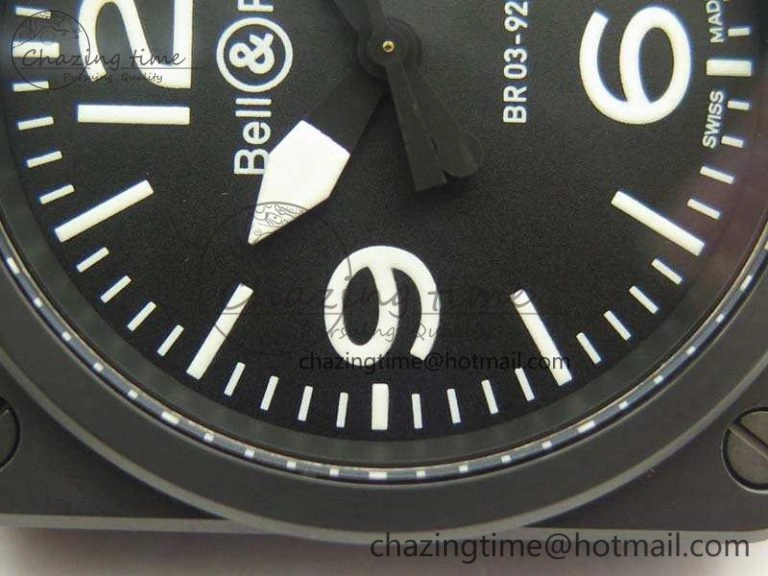 Neat BR 03-92 42.5mm Real Ceramic Case NII 1:1 Best Edition Black Dial On Rubber Strap MIYOTA 5195