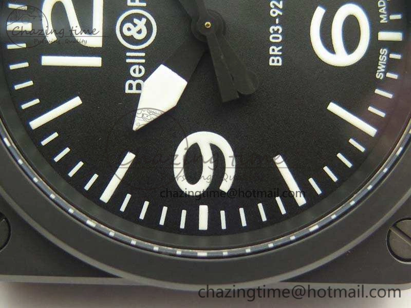 Neat BR 03-92 42.5mm Real Ceramic Case NII 1:1 Best Edition Black Dial On Rubber Strap MIYOTA 5195
