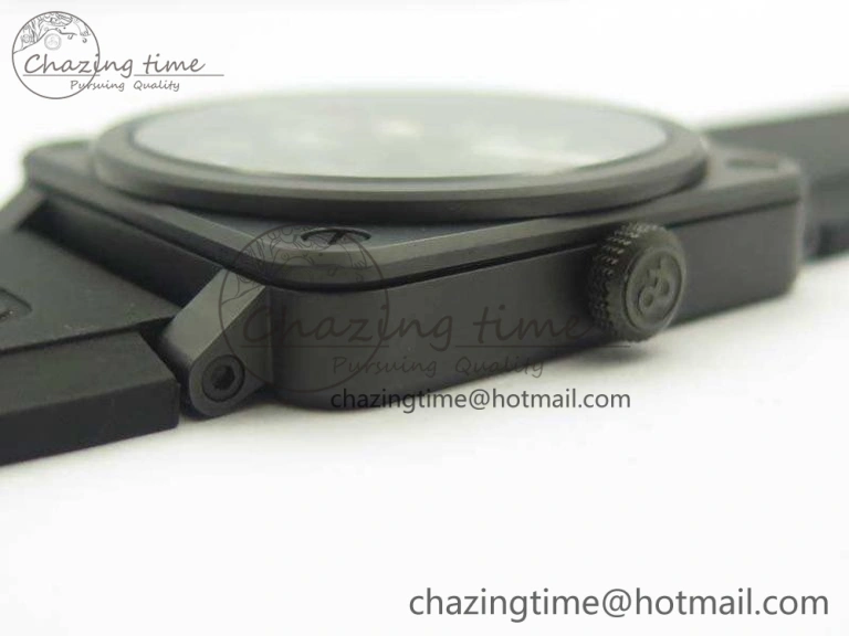 Neat BR 03-92 42.5mm Real Ceramic Case NII 1:1 Best Edition Black Dial On Rubber Strap MIYOTA 5195