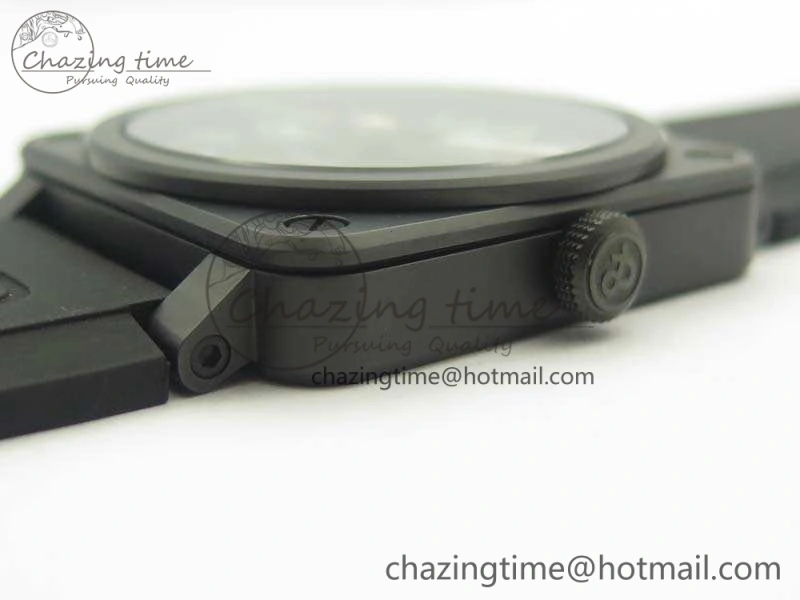 Neat BR 03-92 42.5mm Real Ceramic Case NII 1:1 Best Edition Black Dial On Rubber Strap MIYOTA 5195