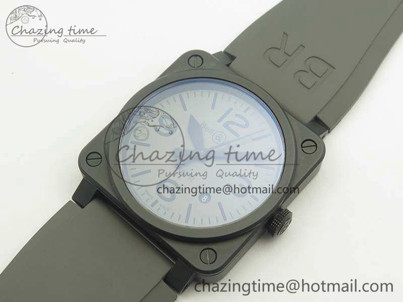 HighPerformance BR 03-92 42.5mm Real Ceramic Case NII 1:1 Best Edition Gray Dial On Rubber Strap MIYOTA 5192