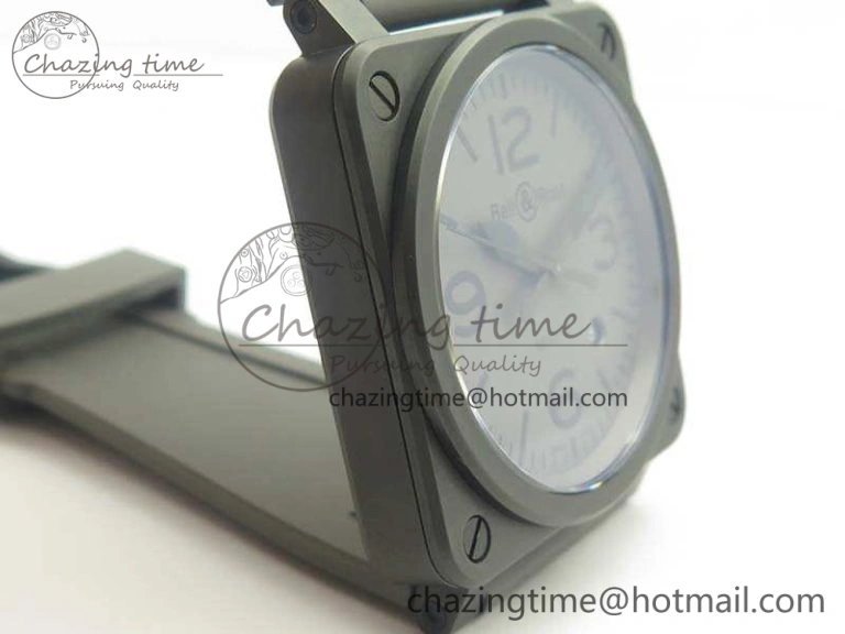 HighPerformance BR 03-92 42.5mm Real Ceramic Case NII 1:1 Best Edition Gray Dial On Rubber Strap MIYOTA 5192